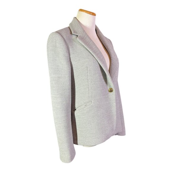 ZARA Woman Size L Fitted Textured Grey Blazer Jacket Stretch - Picture 2 of 13